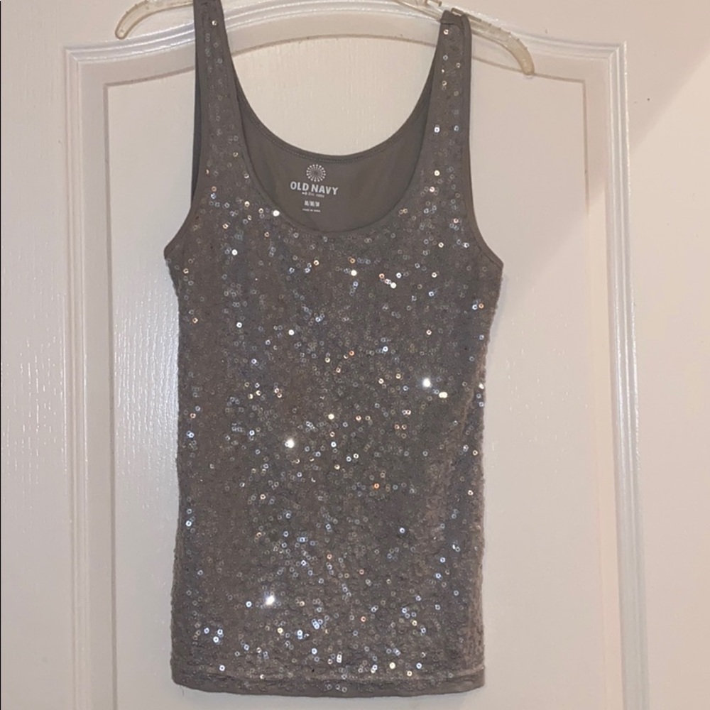 Gray Sequin Tank Top